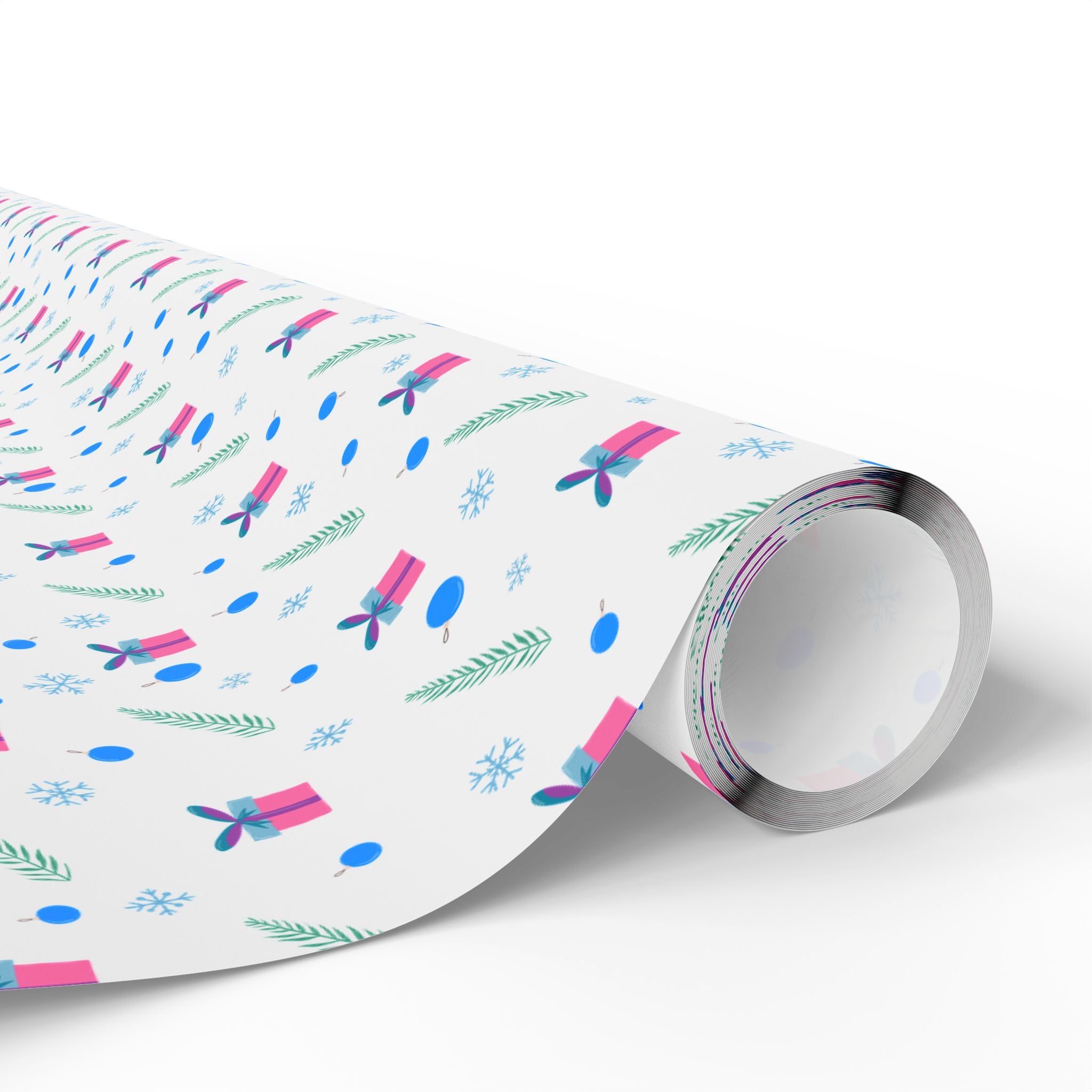 Christmas Festive Feathers & Bows Wrapping Paper | Holiday Gift Wrapping Paper Roll
