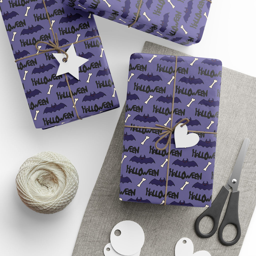 Halloween Batty Bones Wrapping Paper | Holiday Gift Wrapping Paper Roll