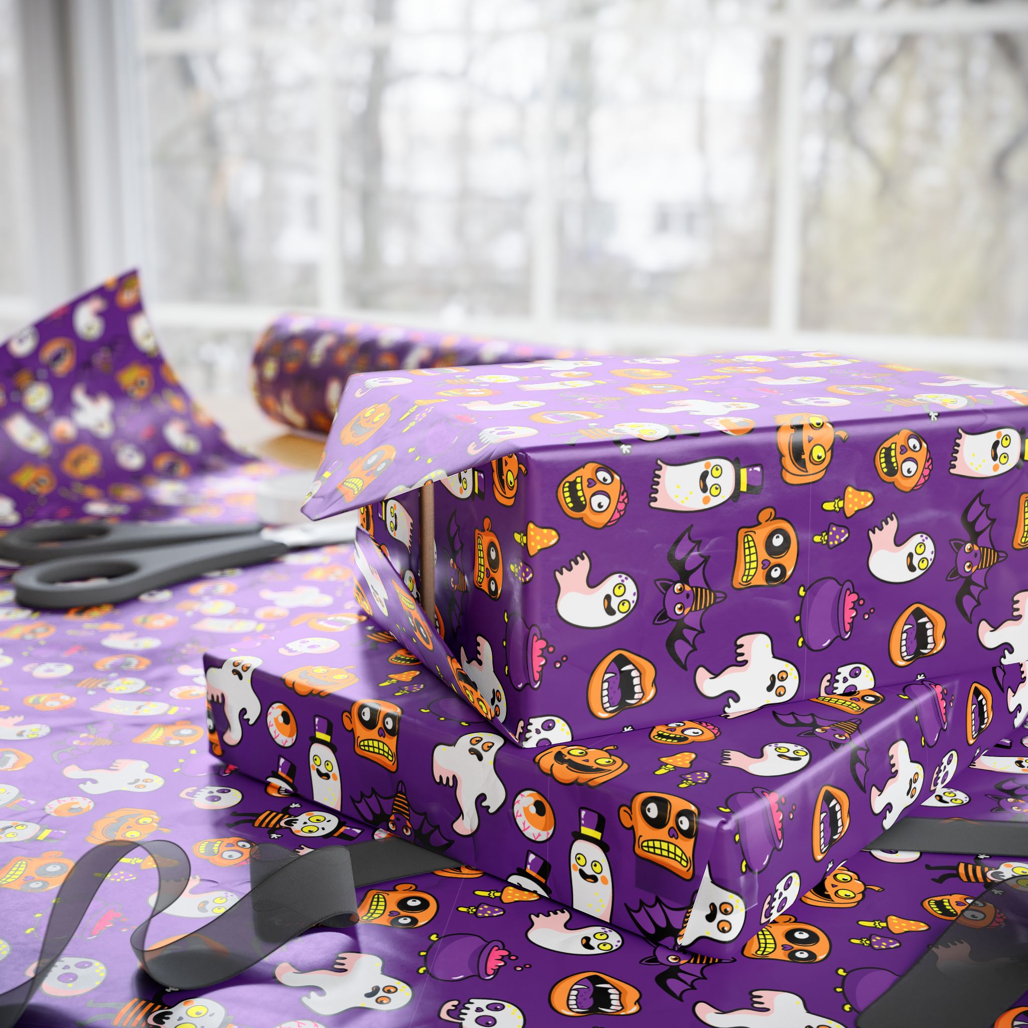 Halloween Scary Comic Wrapping Paper | Holiday Gift Wrapping Paper