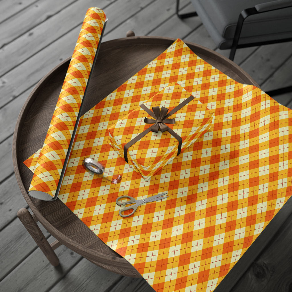 Thanksgiving Turning Leaves Checkerboard Wrapping Paper | Holiday Gift Wrapping Paper Roll