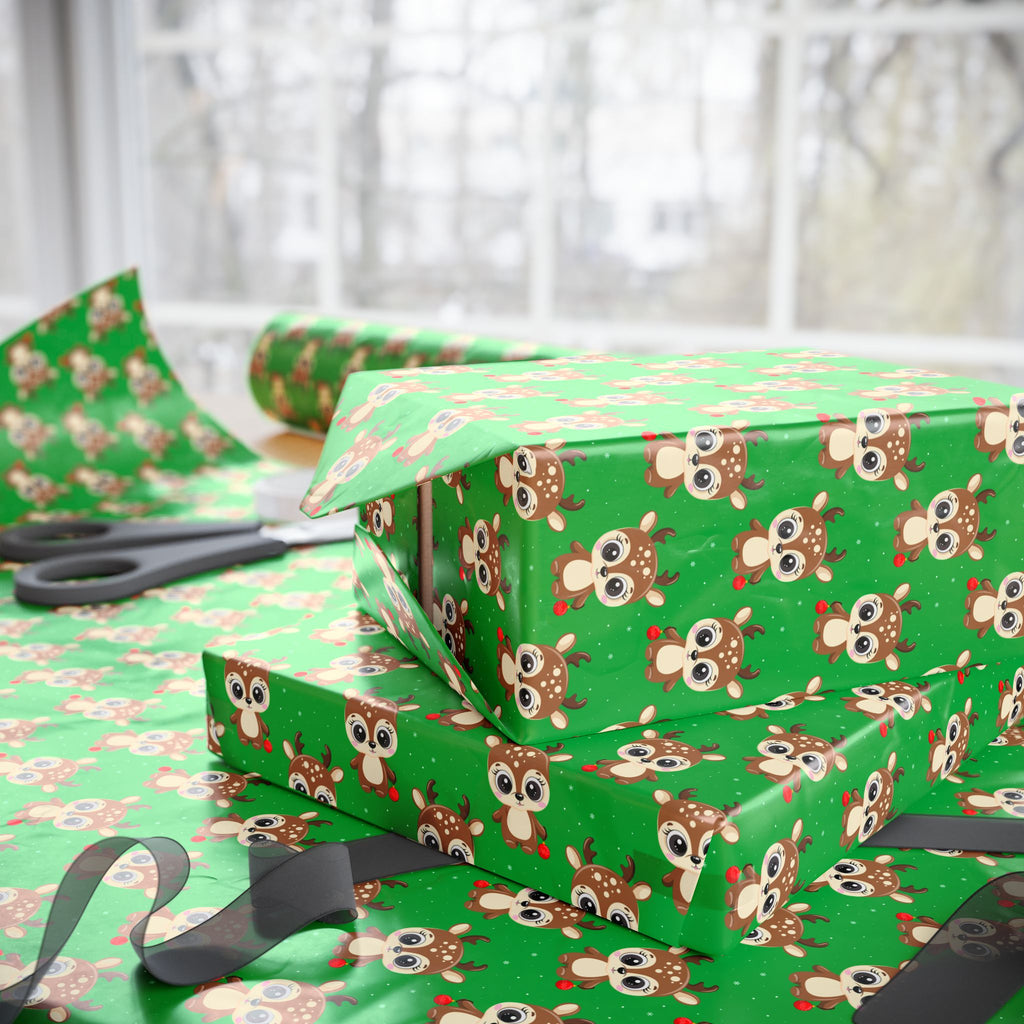 Christmas Baby Reindeer Wrapping Paper | Holiday Gift Wrapping Paper