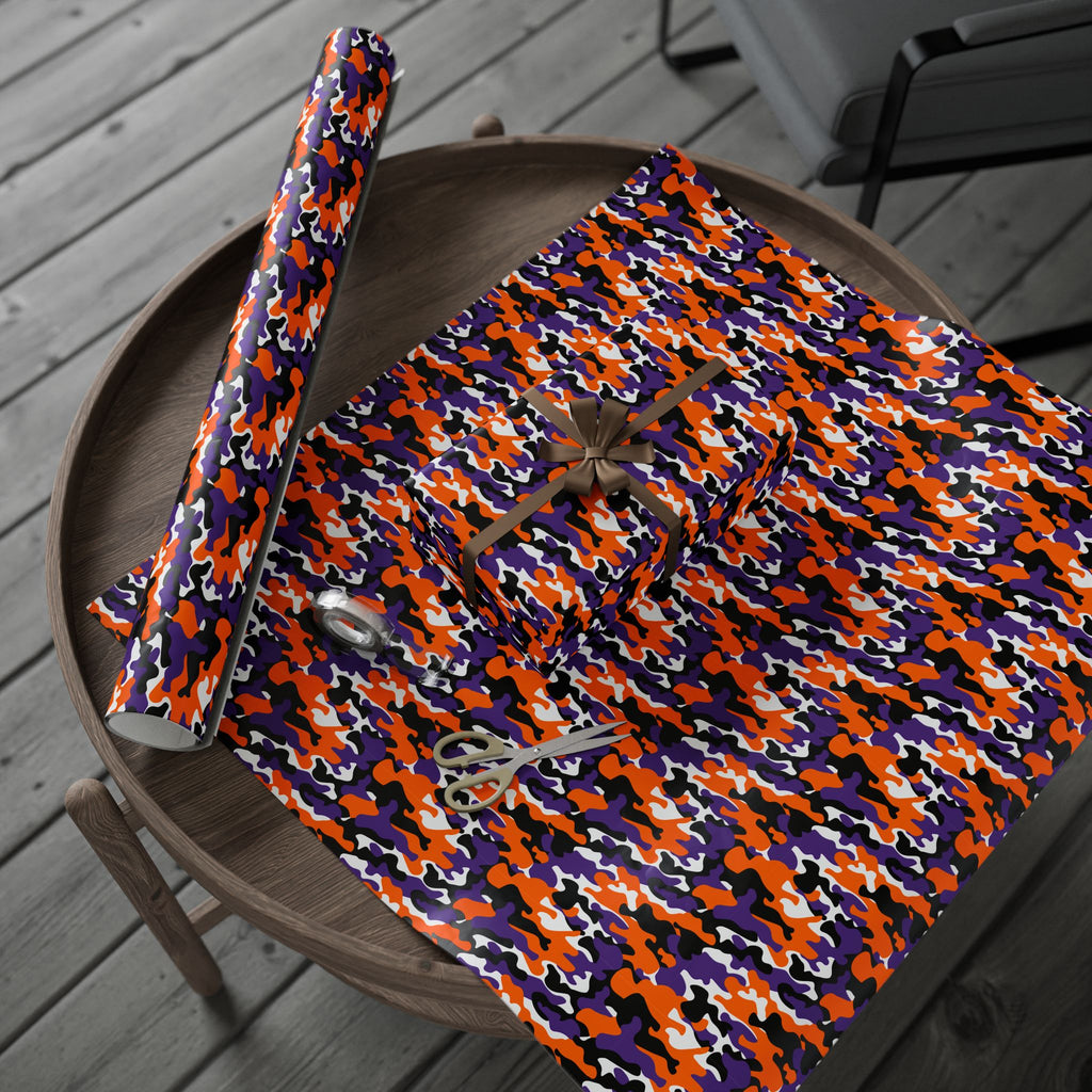 Clemson Tigers Inspired Camoflauge Wrapping Paper - Holiday Gift Wrapping Paper Roll