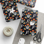 Day of the Dead Marigold Skulls Wrapping Paper | Holiday Gift Wrapping Paper Roll
