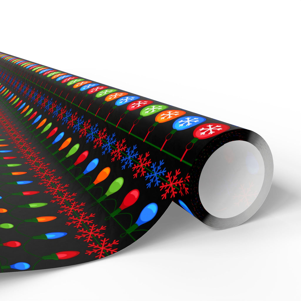 Christmas Ugly Lights Black Wrapping Paper | Holiday Gift Wrapping Paper Roll