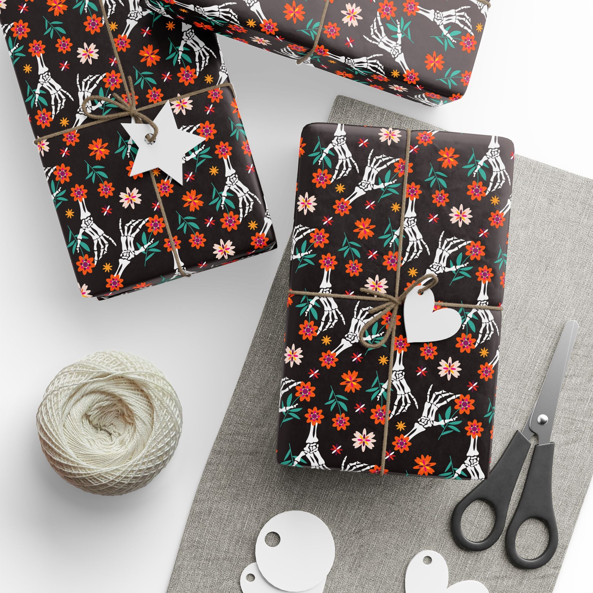 Day of the Dead Skeleton Hands Wrapping Paper | Holiday Gift Wrapping Paper Roll