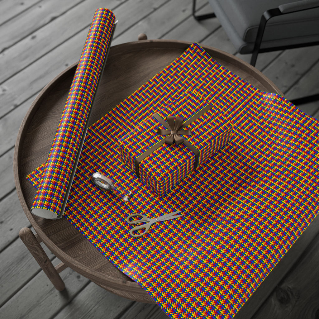 Gay Pride Rainbow 8 Bit Tartan Wrapping Paper Design | Holiday Gift Wrapping Paper Roll