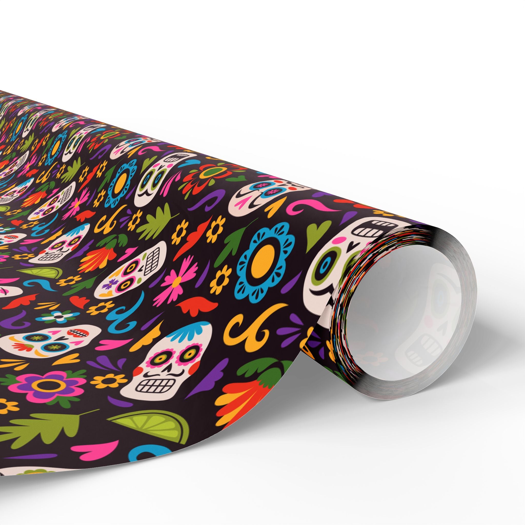 Day of the Dead Calavera Festival Wrapping Paper | Holiday Gift Wrapping Paper Roll