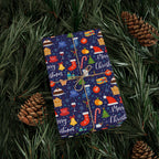 Christmas Snowflake Icons Wrapping Paper | Holiday Gift Wrapping Paper Roll