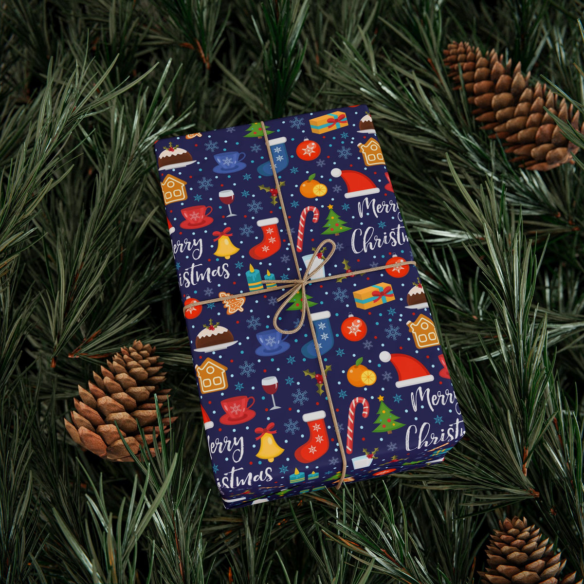 Christmas Snowflake Icons Wrapping Paper | Holiday Gift Wrapping Paper Roll