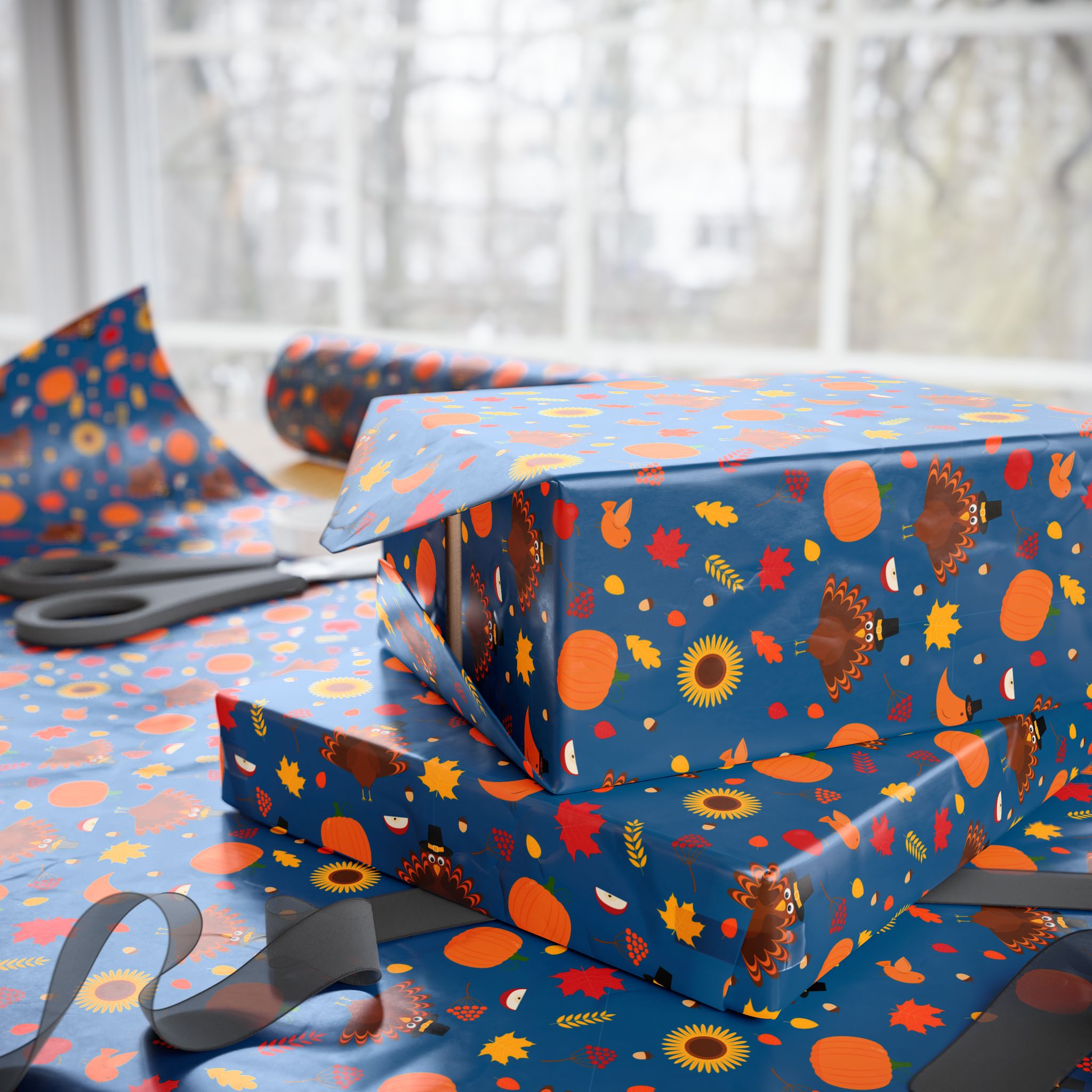 Thanksgiving Turkey Day Wrapping Paper | Holiday Gift Wrapping Paper Roll