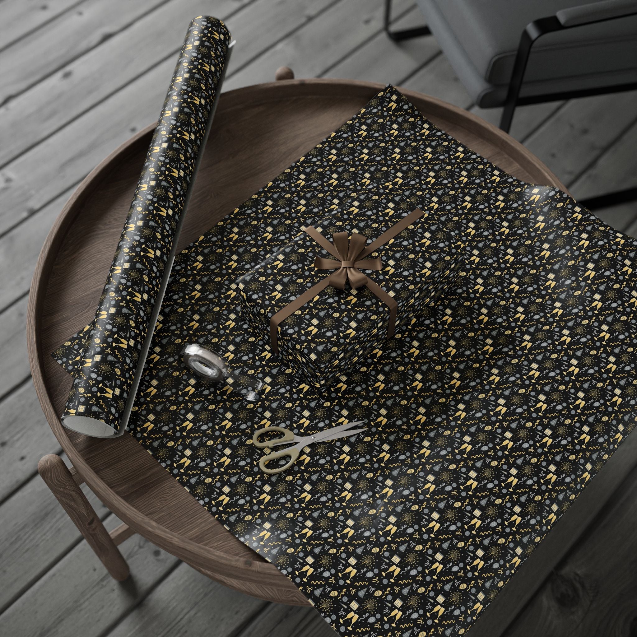 New Year's Festive Decorations Wrapping Paper - Holiday Gift Wrapping Paper Roll