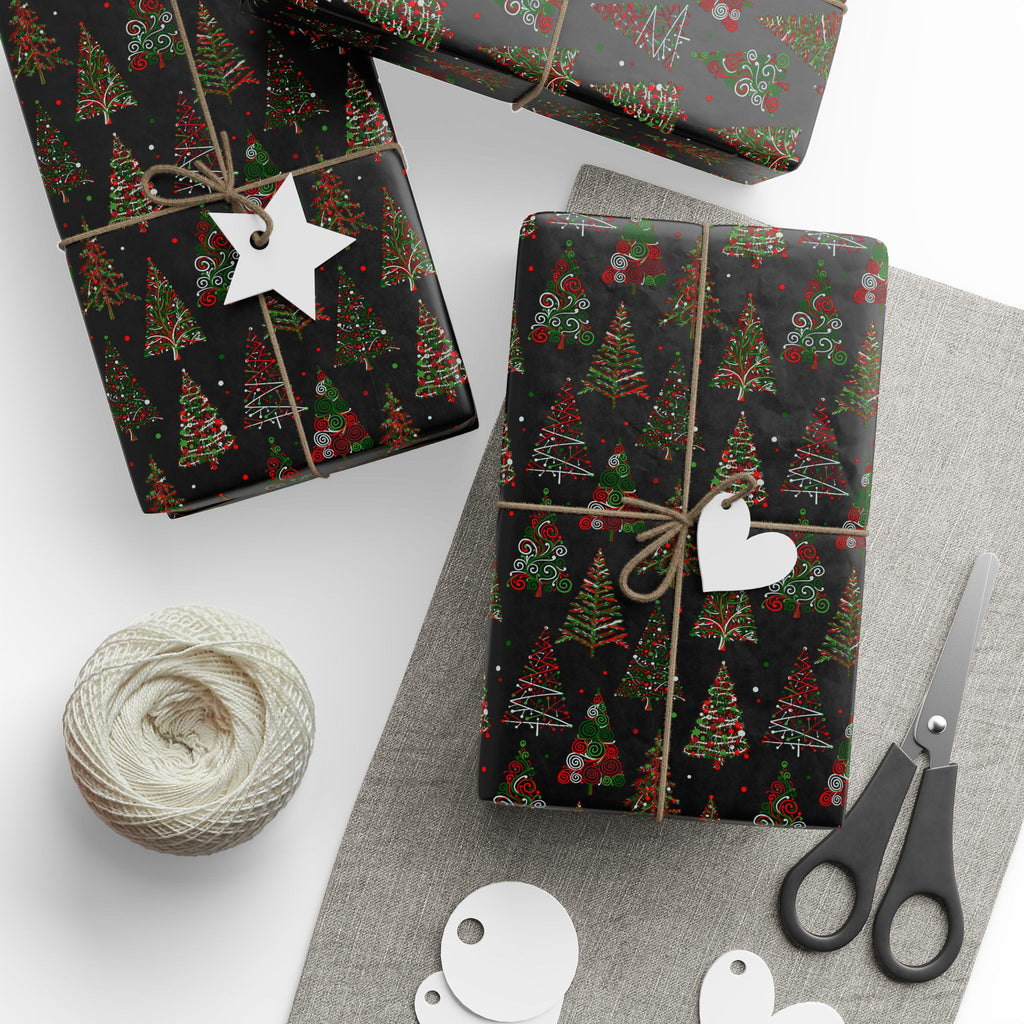 Christmas Abstract Trees Wrapping Paper | Holiday Gift Wrapping Paper Roll