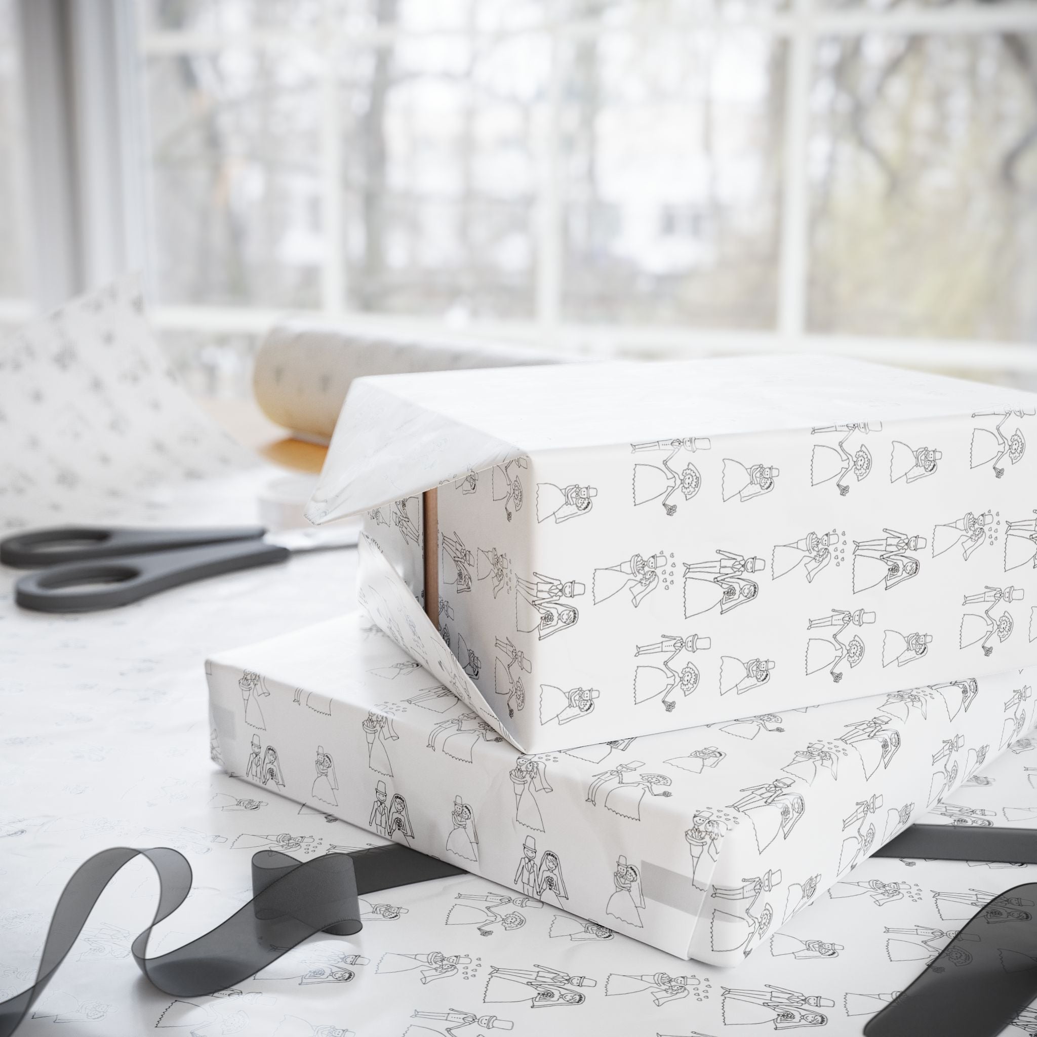 Black & White I Do's Wedding Wrapping Paper Design - Holiday Gift Wrapping Paper Roll