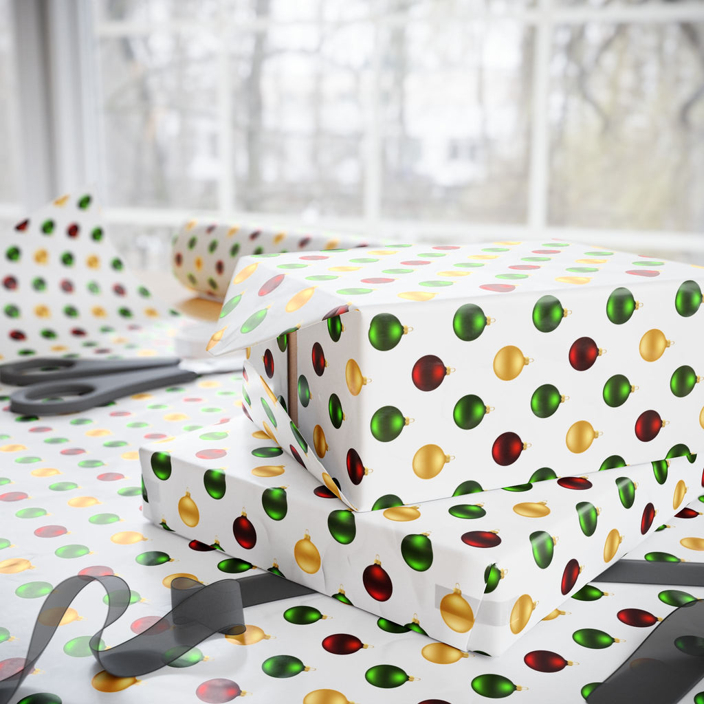 Christmas Satin Ornaments Wrapping Paper | Holiday Gift Wrapping Paper Roll