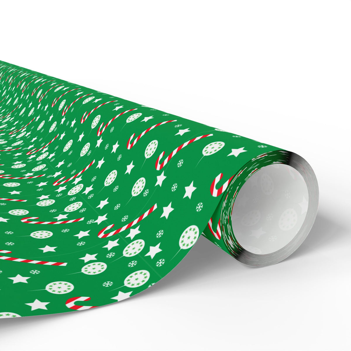 Christmas Green Candy Canes Wrapping Paper | Holiday Gift Wrapping Paper Roll