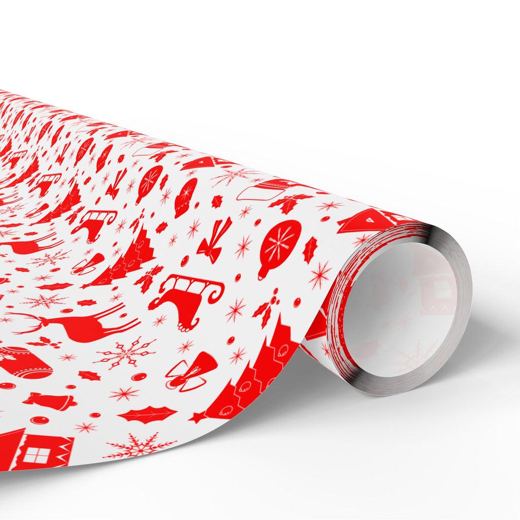 Christmas Red Snowflakes Wrapping Paper | Holiday Gift Wrapping Paper Roll