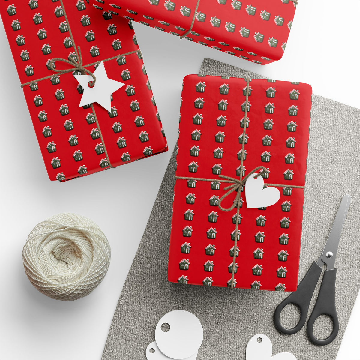 Christmas Decorated Gingerbread Houses Wrapping Paper | Holiday Gift Wrapping Paper Roll
