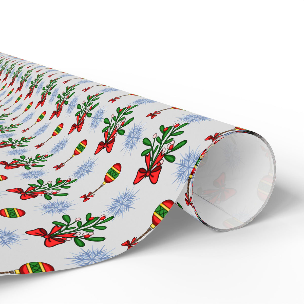 Christmas Cartoon Mistletoe Wrapping Paper | Holiday Gift Wrapping Paper Roll