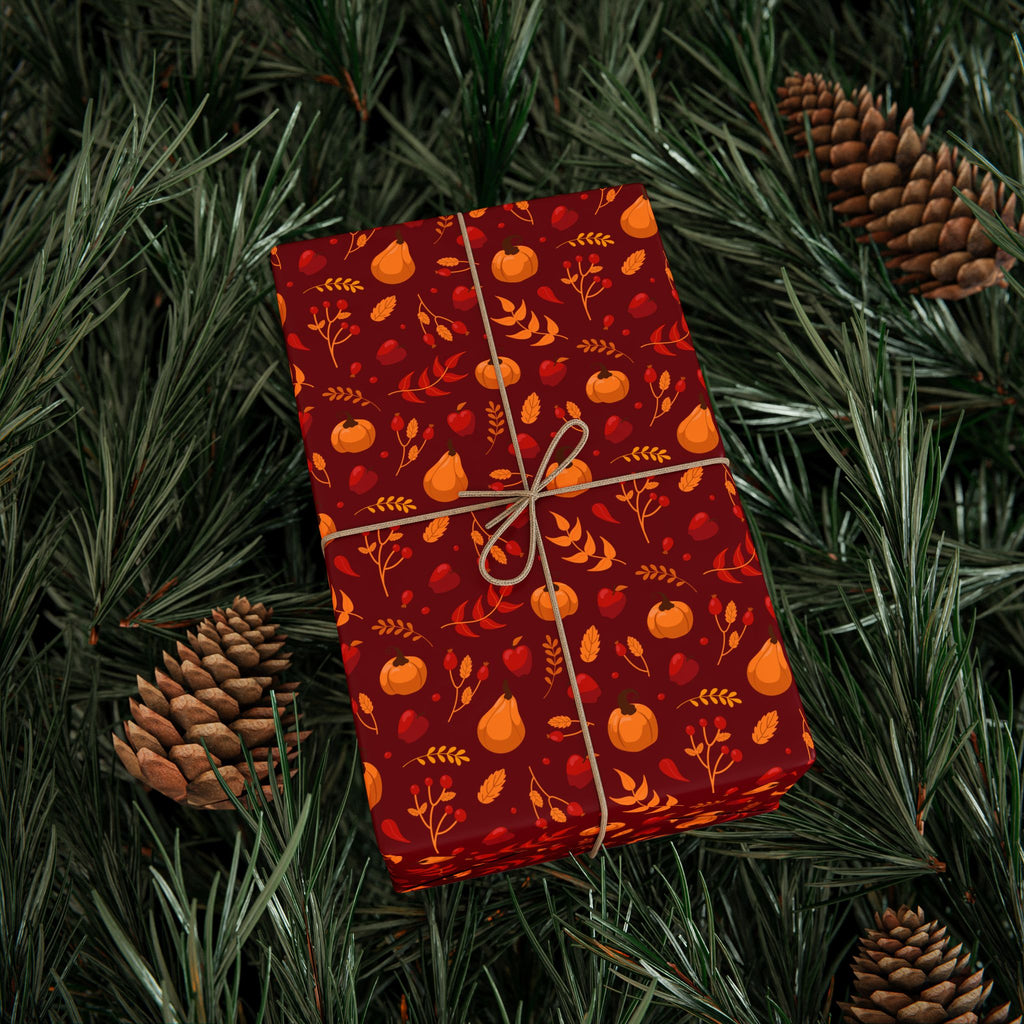 Thanksgiving Autumn Harvest Wrapping Paper | Holiday Gift Wrapping Paper Roll