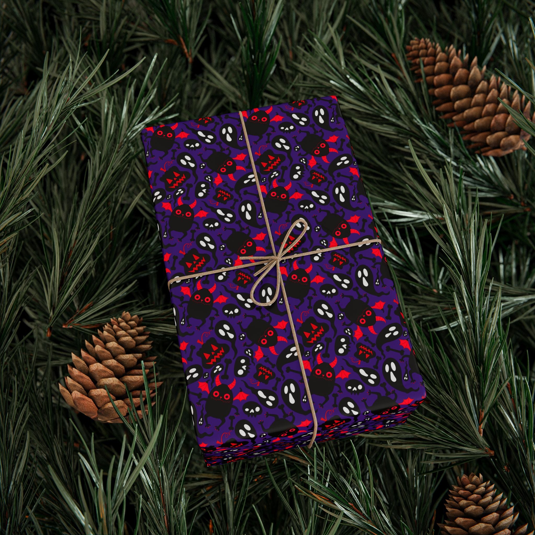 Halloween Red Wing Monsters Wrapping Paper | Holiday Gift Wrapping Paper Roll