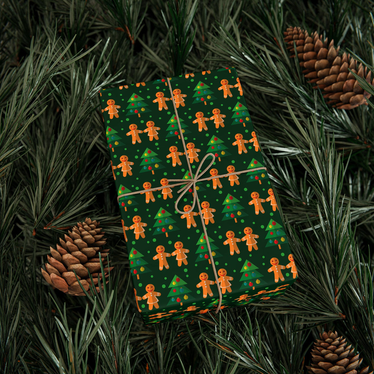 Christmas Gingerbread Holding Hands Wrapping Paper | Holiday Gift Wrapping Paper Roll