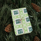 Father's Day Green Tartan Wrapping Paper - Holiday Gift Wrapping Paper Roll
