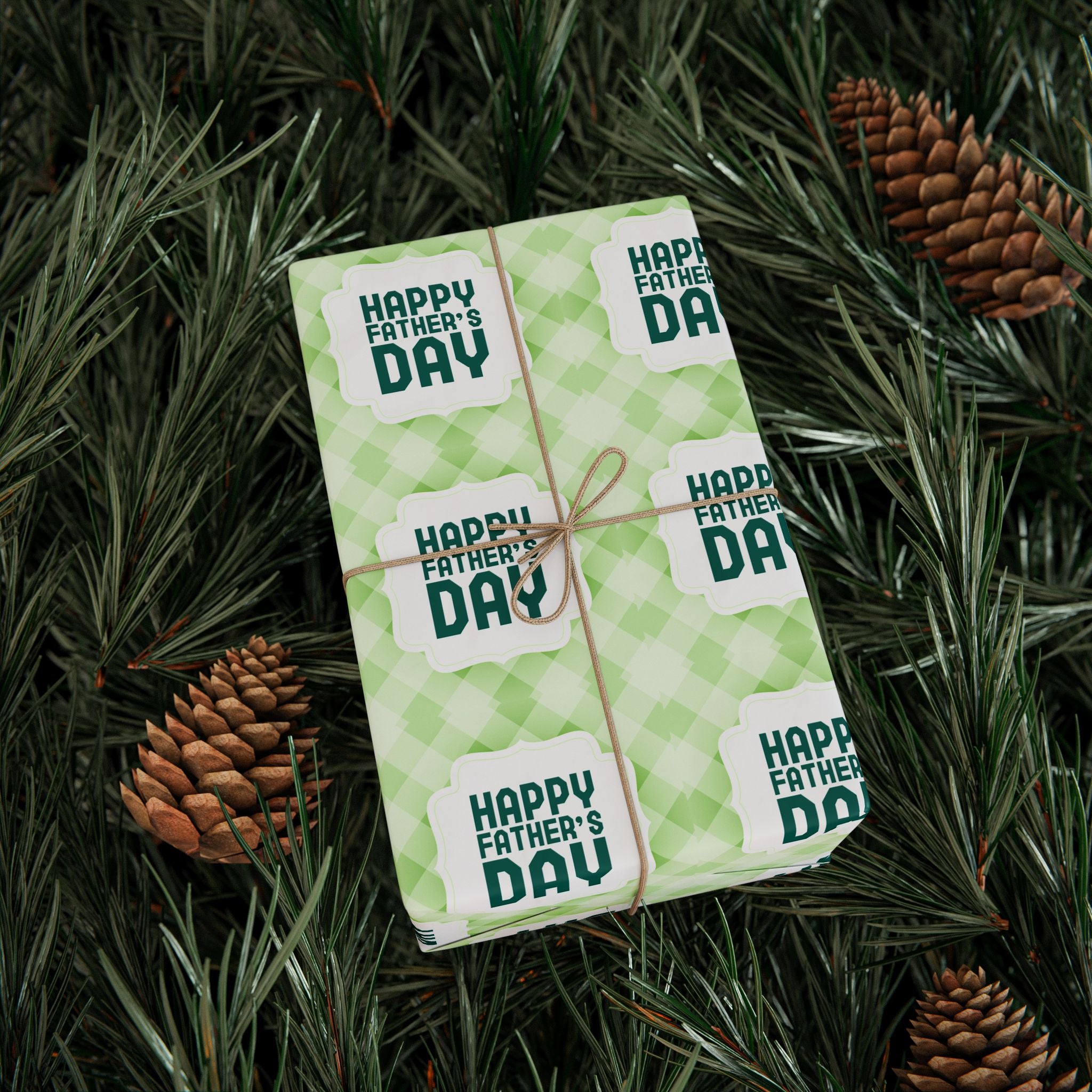 Father's Day Green Tartan Wrapping Paper - Holiday Gift Wrapping Paper Roll