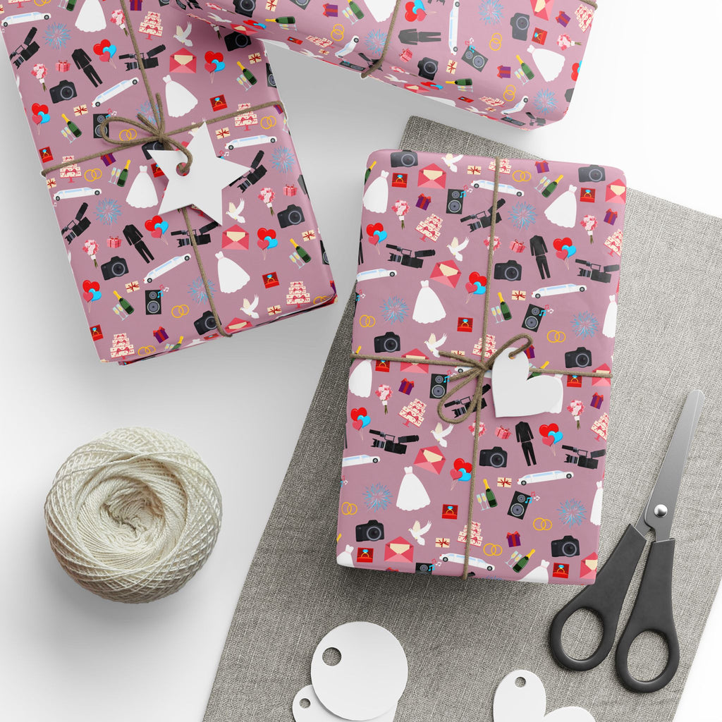 Traditional Wedding Icons Wrapping Paper Design - Holiday Gift Wrapping Paper Roll