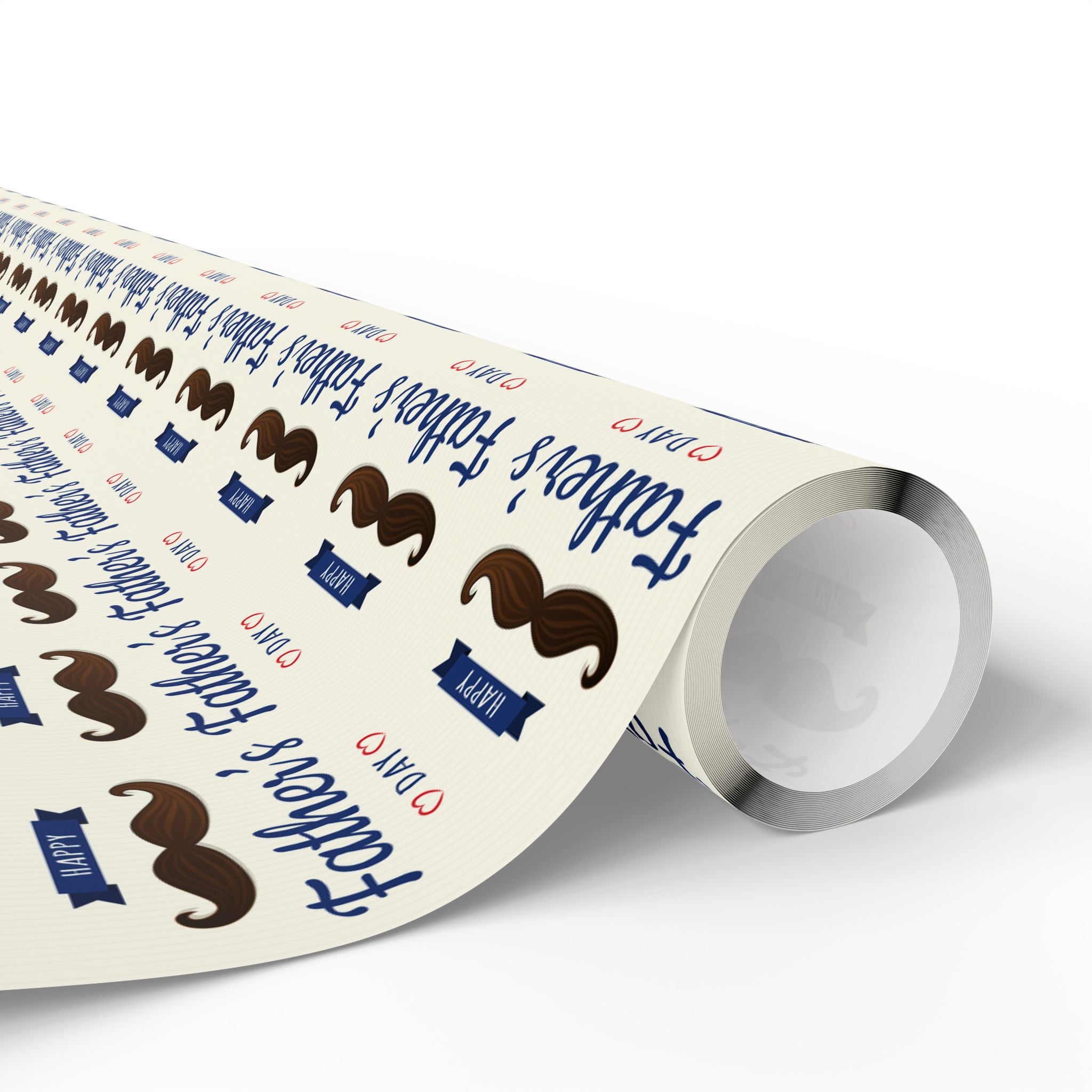 Father's Day Mustache Heart Wrapping Paper - Holiday Gift Wrapping Paper Roll