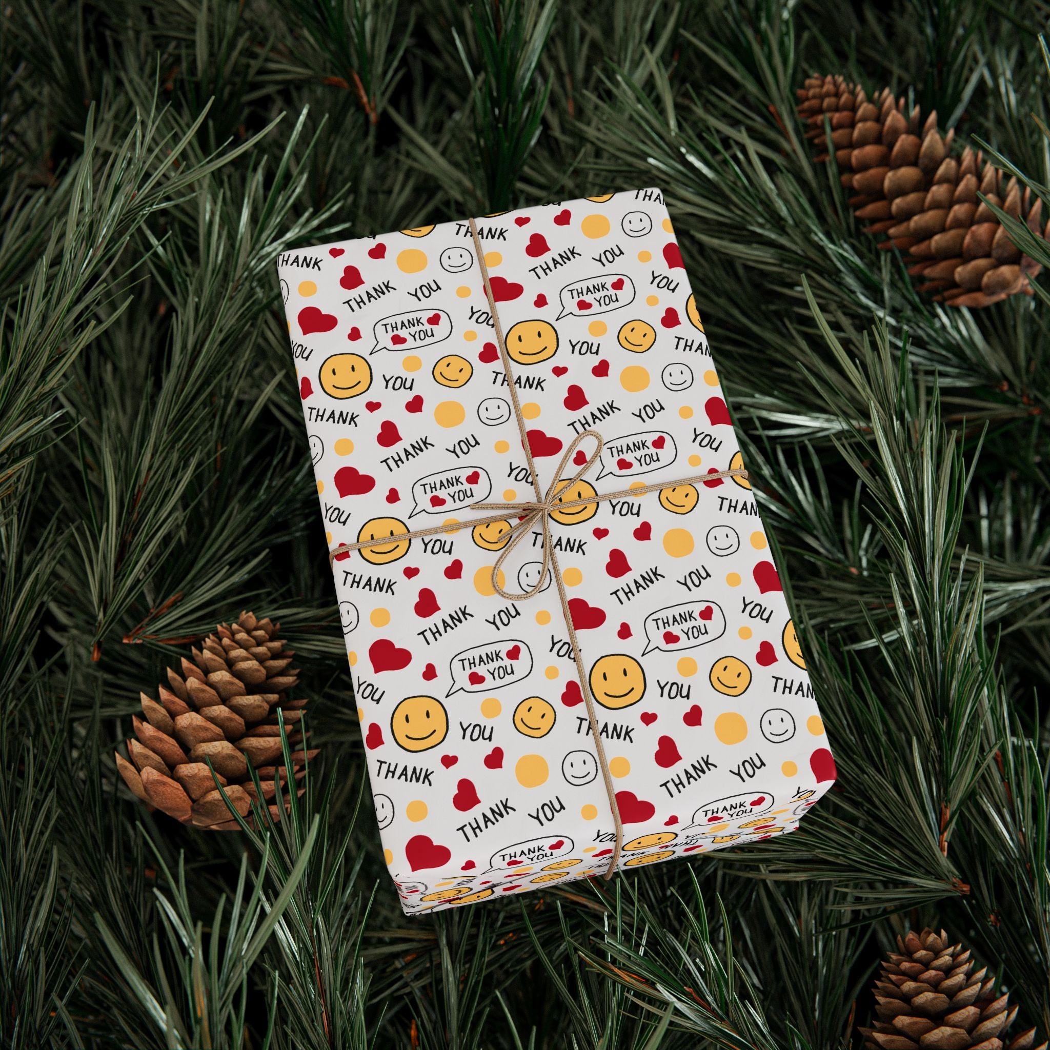 Thank You Doodle Emojis Wrapping Paper Design | Holiday Gift Wrapping Paper Roll