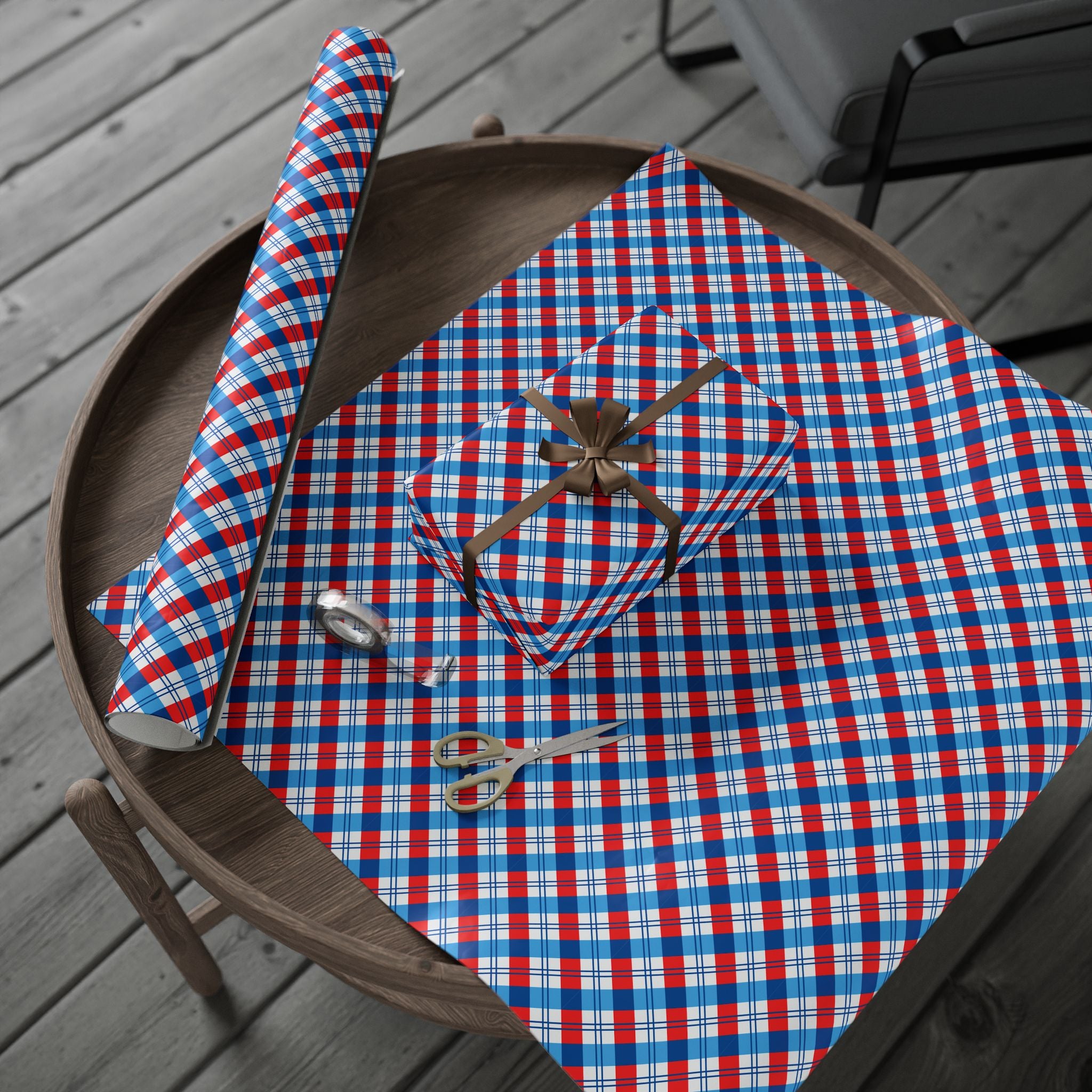 4th of July Liberty Plaid Wrapping Paper | Holiday Gift Wrapping Paper Roll