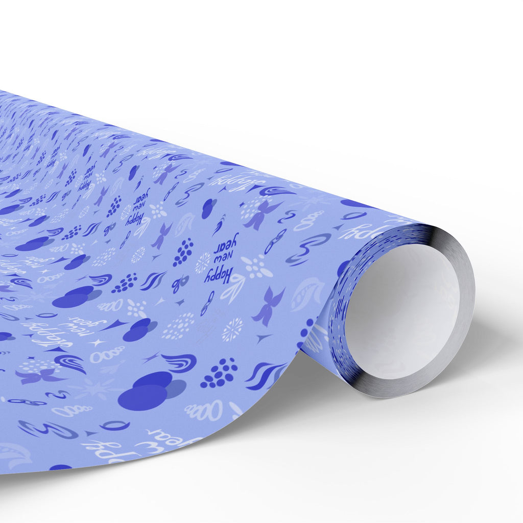 New Year's Blue Squiggles Wrapping Paper - Holiday Gift Wrapping Paper Roll