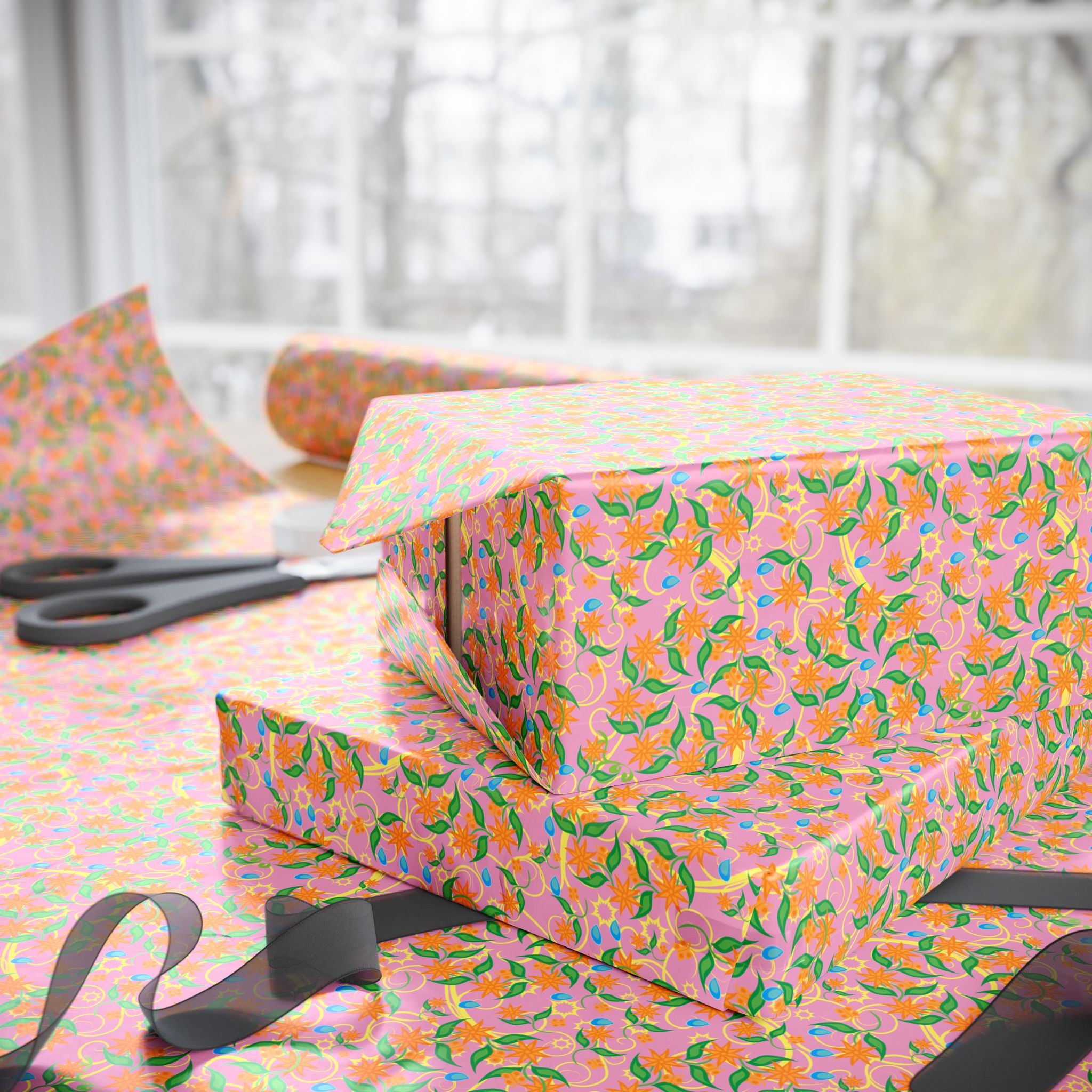 Floral Design 005 Wrapping Paper - Holiday Gift Wrapping Paper Roll