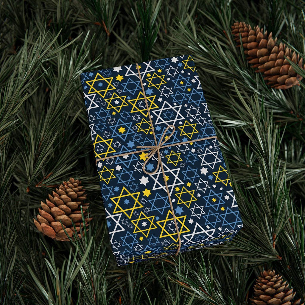Hanukkah Thematic Stars Wrapping Paper | Holiday Gift Wrapping Paper Roll