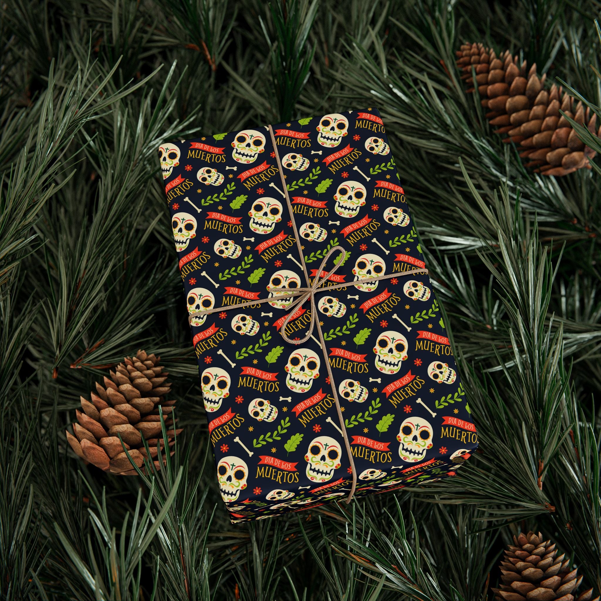 Day of the Dead Muertos Skulls Wrapping Paper | Holiday Gift Wrapping Paper Roll
