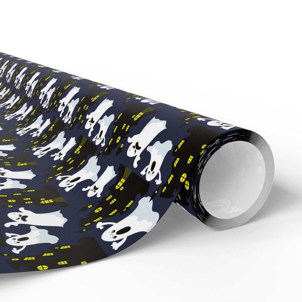Halloween Haunted Ghost House Wrapping Paper | Holiday Gift Wrapping Paper Roll