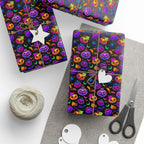 Halloween Fluorescent Pumpkins Wrapping Paper | Holiday Gift Wrapping Paper Roll