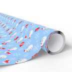 Christmas Snowmen on Blue Wrapping Paper | Holiday Gift Wrapping Paper Roll