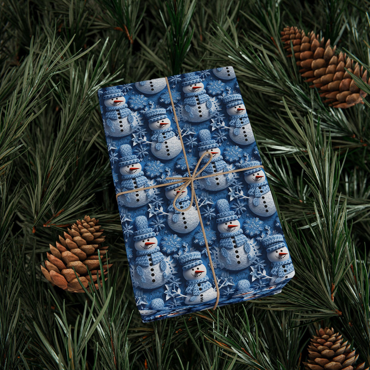 Christmas 3D Snowmen Wrapping Paper | Holiday Gift Wrapping Paper