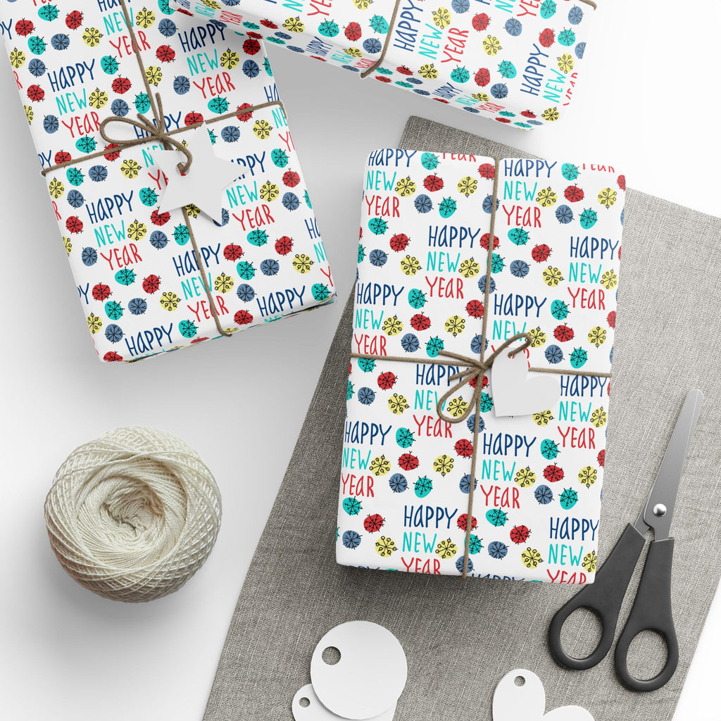 New Year's Snowflakes Wrapping Paper - Holiday Gift Wrapping Paper Roll