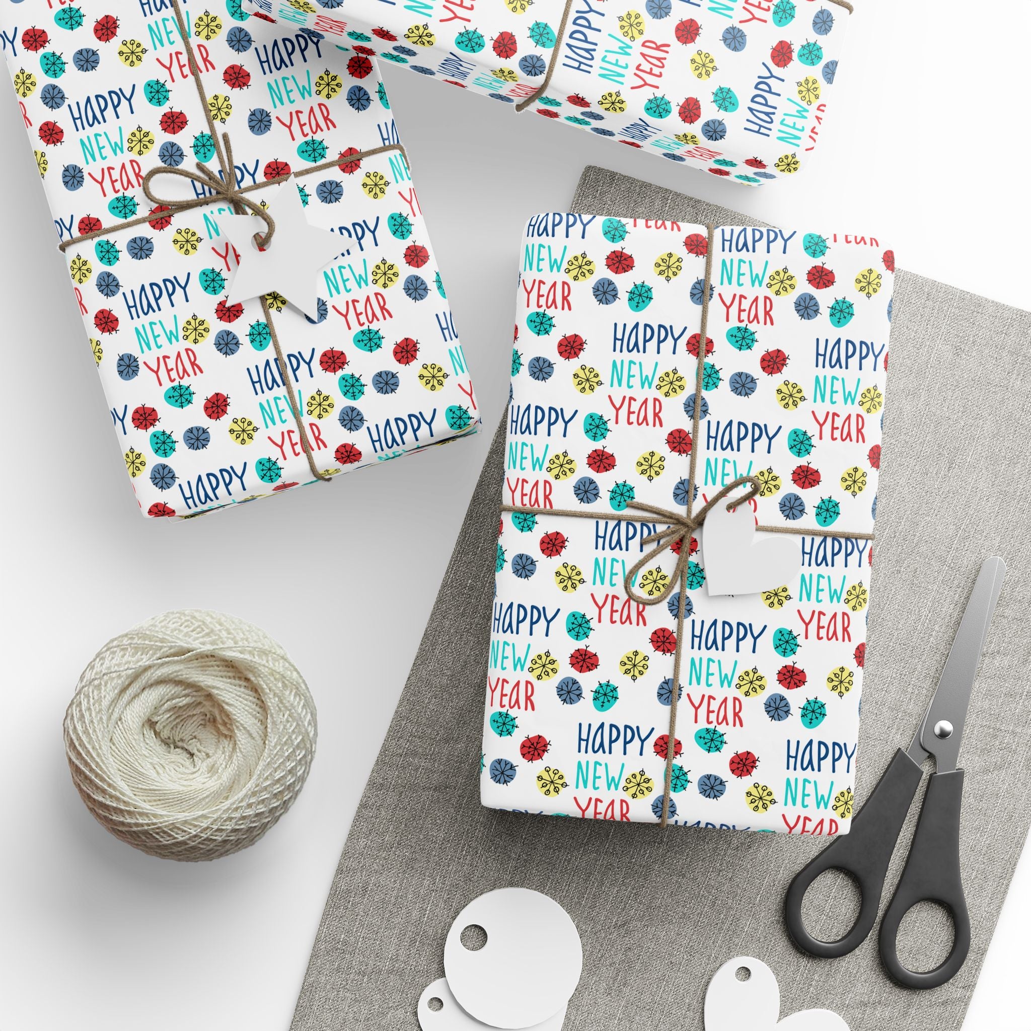 New Year's Snowflakes Wrapping Paper - Holiday Gift Wrapping Paper Roll