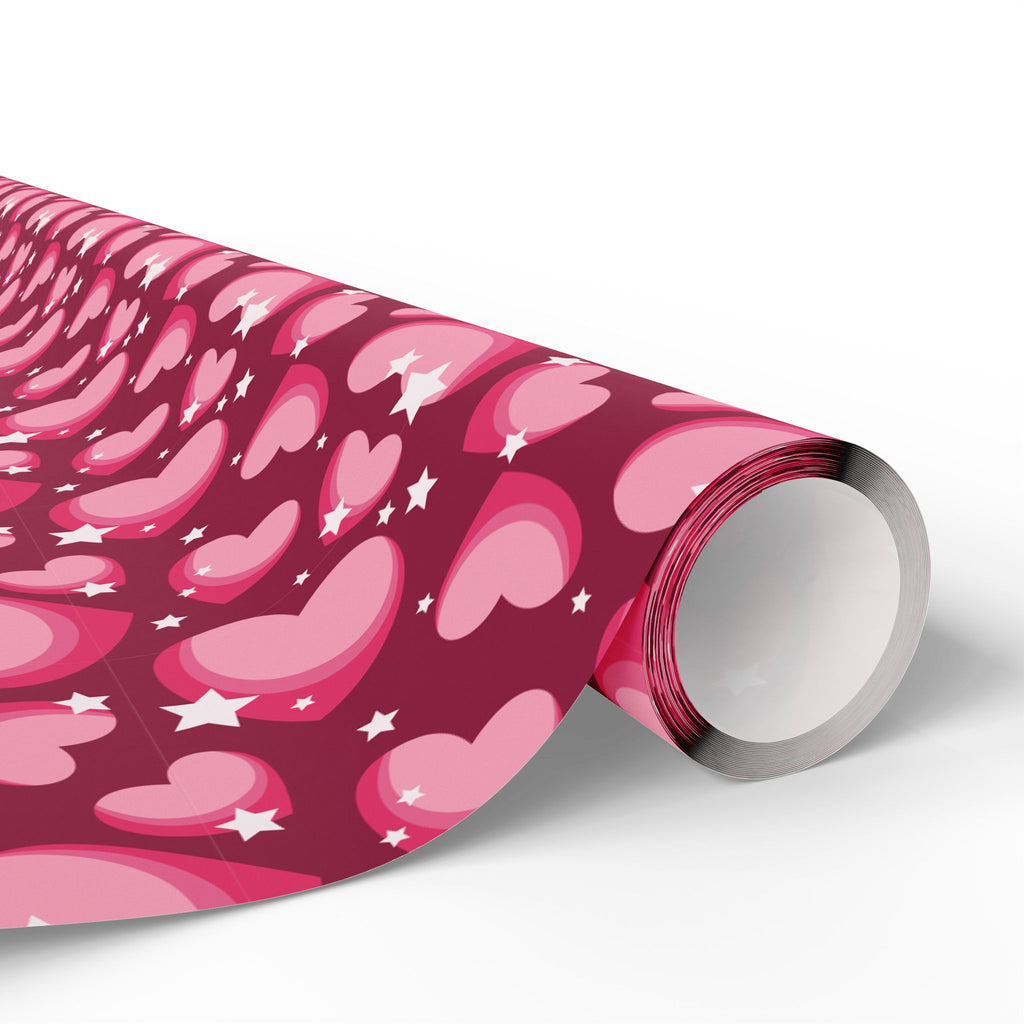 Valentine’s Day Starry Hearts Wrapping Paper | Holiday Gift Wrapping Paper Roll