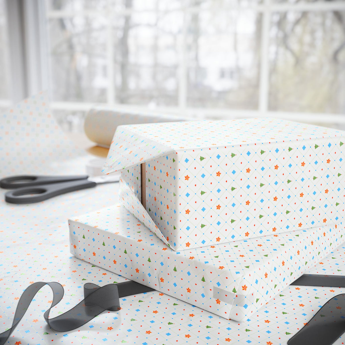 Christmas Tree Toppers Wrapping Paper | Holiday Gift Wrapping Paper Roll