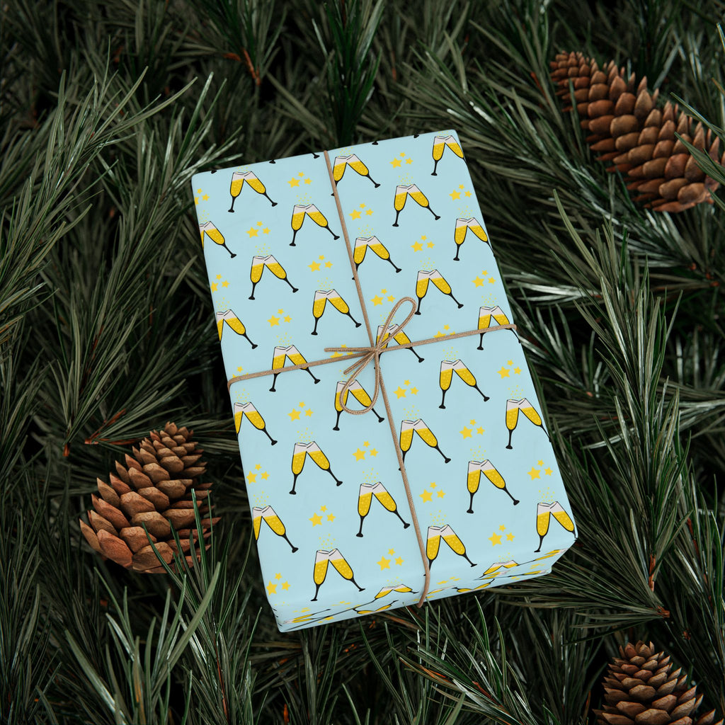 New Year's Champagne Toast Wrapping Paper - Holiday Gift Wrapping Paper Roll