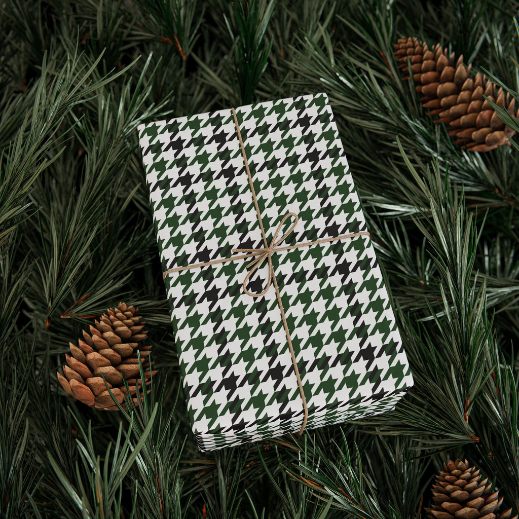 Houndstooth Wrapping Paper Design Forest 011 - Holiday Gift Wrapping Paper Roll