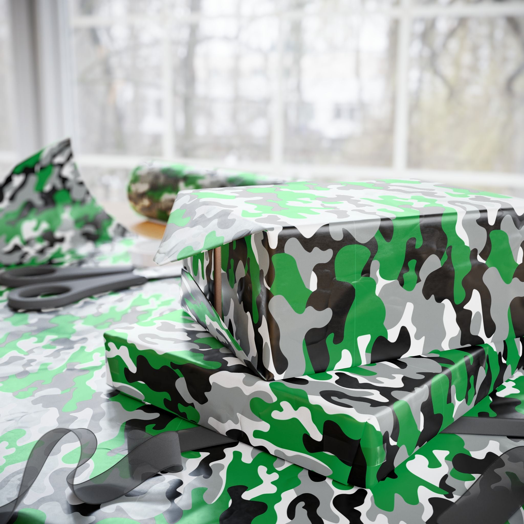 North Dakota Fighting Sioux Inspired Camoflauge Wrapping Paper - Holiday Gift Wrapping Paper Roll