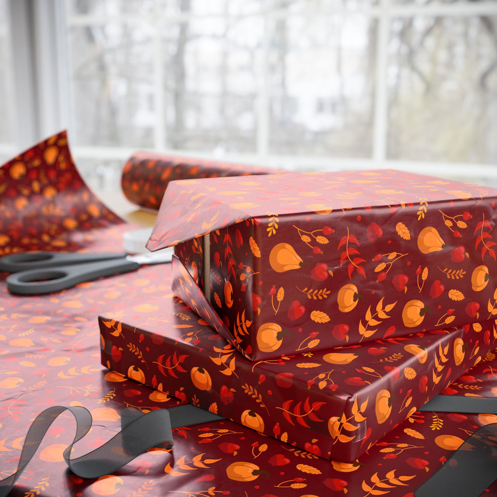 Thanksgiving Autumn Harvest Wrapping Paper | Holiday Gift Wrapping Paper Roll