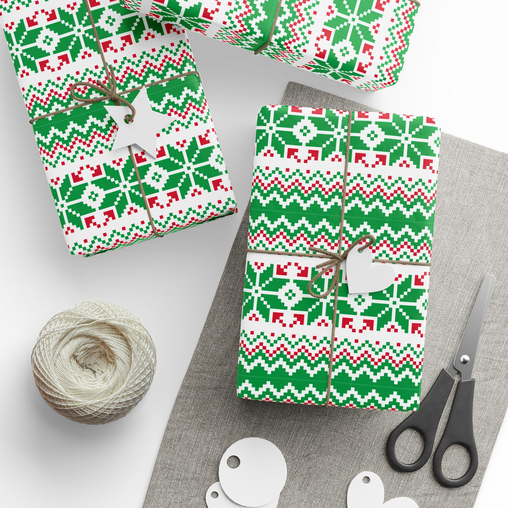Christmas Ugly Green Snowflakes Wrapping Paper | Holiday Gift Wrapping Paper Roll