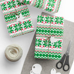 Christmas Ugly Green Snowflakes Wrapping Paper | Holiday Gift Wrapping Paper Roll