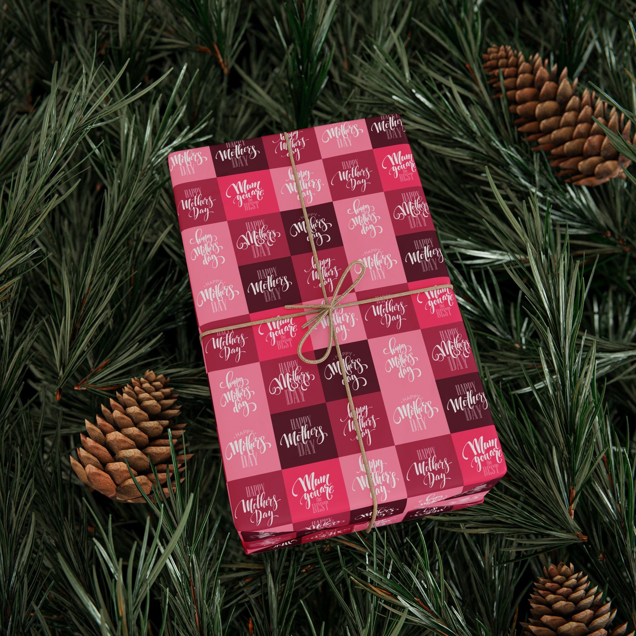 Mother's Day Patchwork Reds Wrapping Paper - Holiday Gift Wrapping Paper Roll